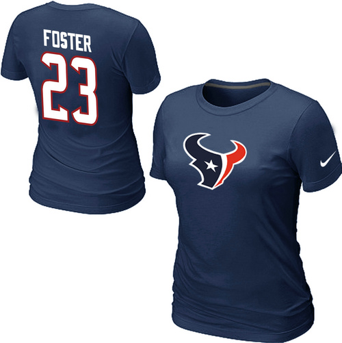 Nike Houston Texans #23 Arian Foster Name & Number Women's NFL T-Shirt - Dark Blue